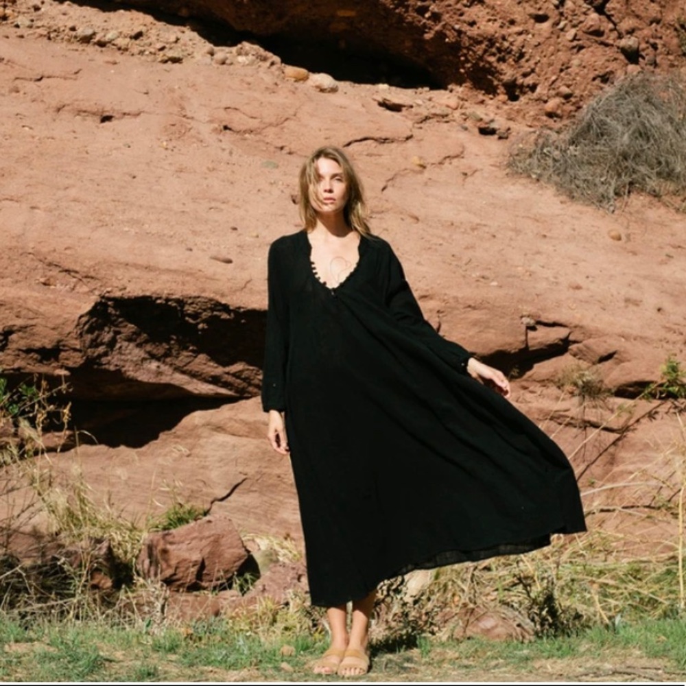 Natalie Martin Collection Sold out black cotton gauze Fiore Maxi